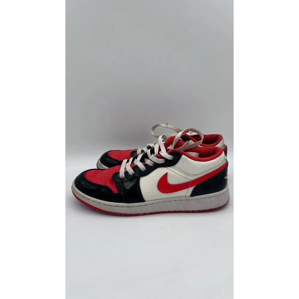 Nike Air Jordan 1 Low Bred Toe White Black Gym Red DV1335-800‎ Kids Size 6.5Y